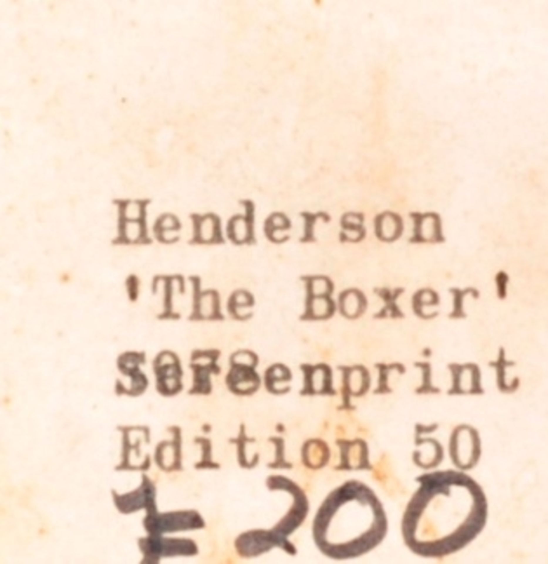 WILLIAM HENDERSON - THE BOXER - SIGNED - Image 3 of 3
