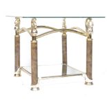 HOLLYWOOD REGENCY BRASS & GLASS SWAN COFFEE TABLE