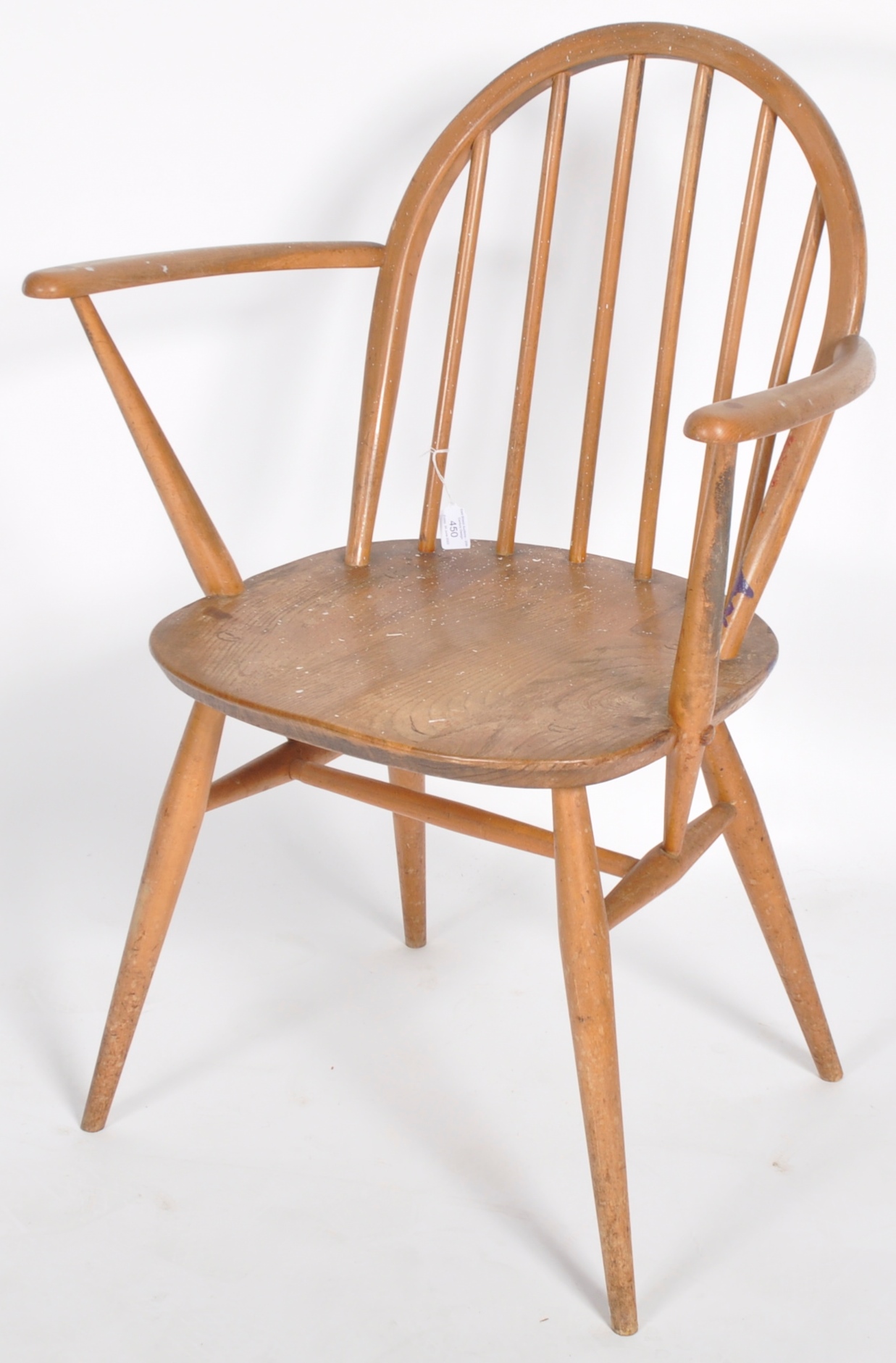 ERCOL - WINDSOR MODEL - 60s BEACH AND ELM CARVER ARMCHAIR - Image 2 of 6