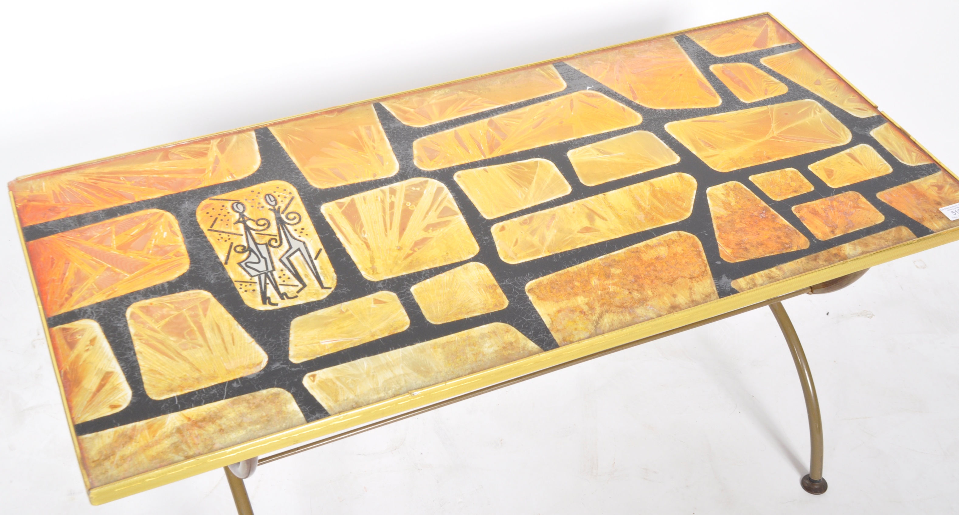 DENMOR OF LONDON - MID CENTURY METAL AND GLASS COFFEE TABLE - Image 3 of 6