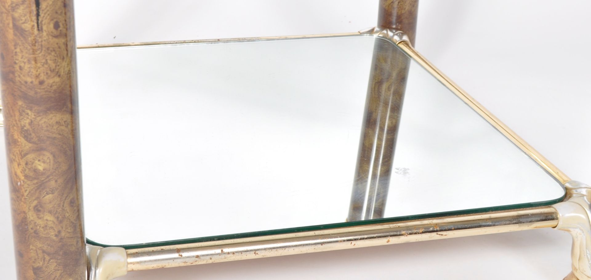 HOLLYWOOD REGENCY BRASS & GLASS SWAN COFFEE TABLE - Image 3 of 6