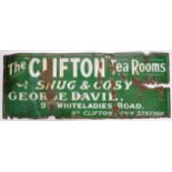 ENAMEL ADVERTISING SIGN - "THE CLIFTON TEA ROOMS"