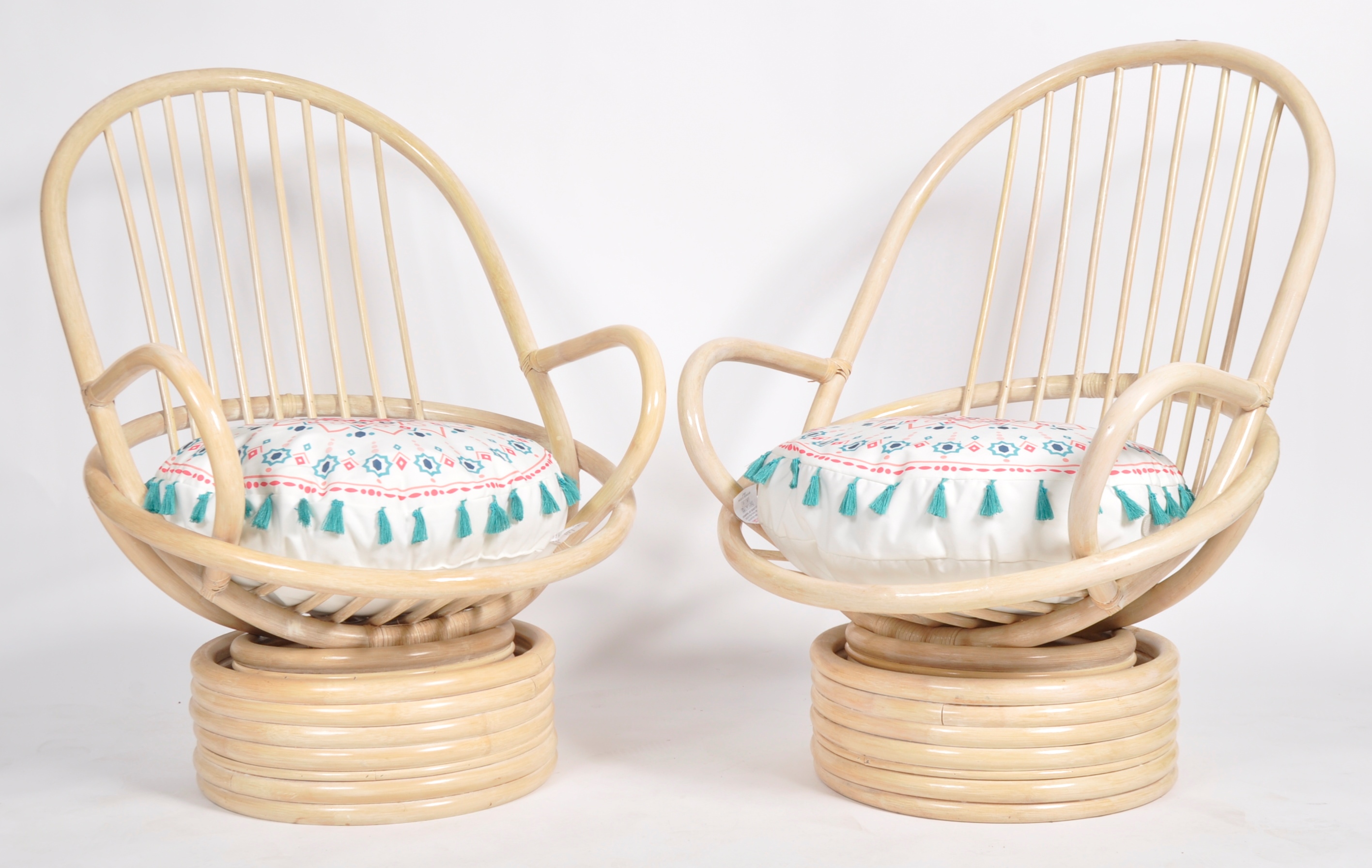 CERDA - PAIR OF ITALIAN CANE & BAMBOO EGG CHAIRS