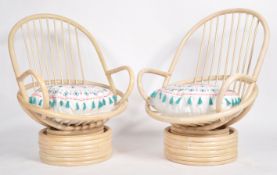 CERDA - PAIR OF ITALIAN CANE & BAMBOO EGG CHAIRS