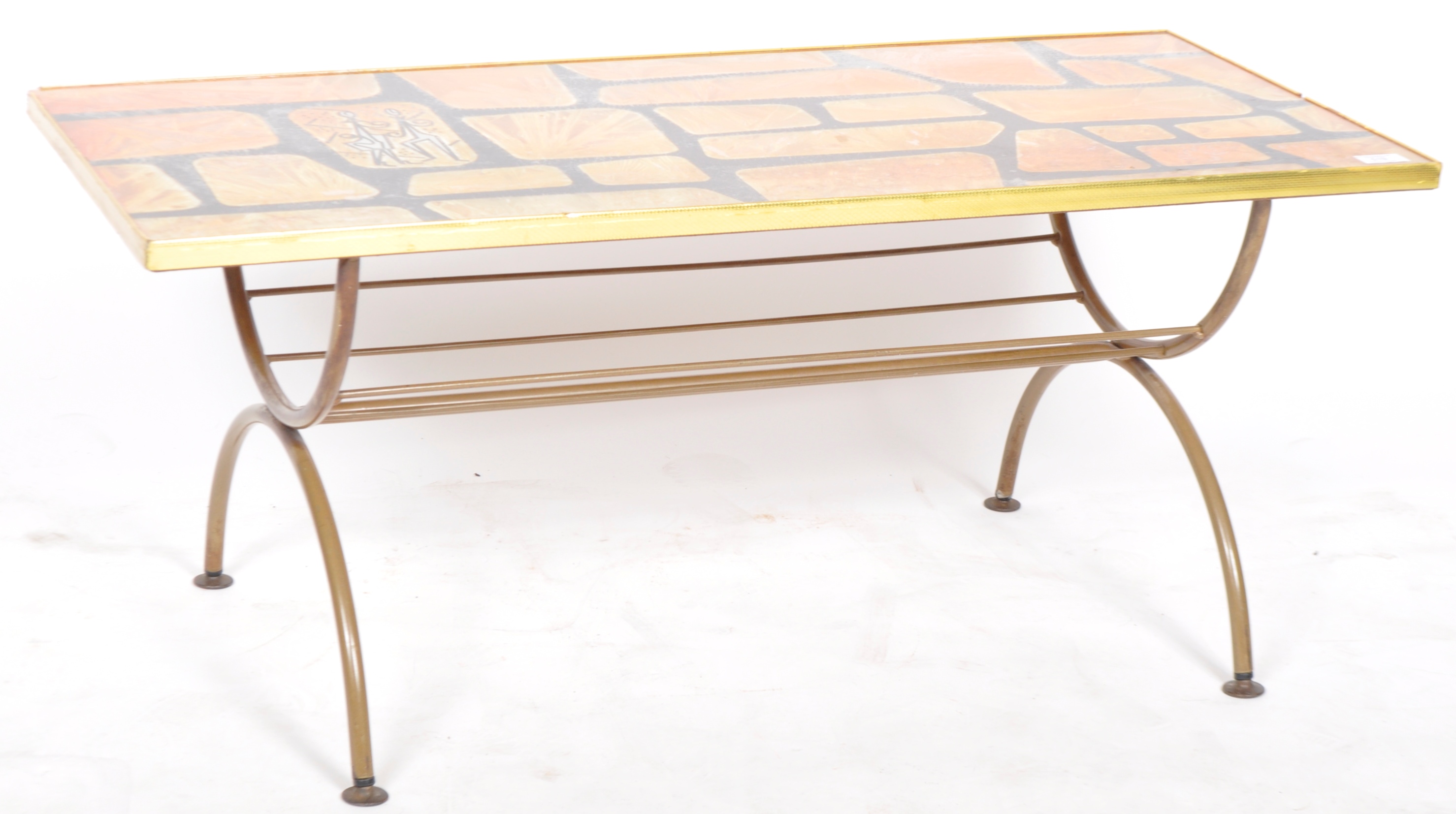 DENMOR OF LONDON - MID CENTURY METAL AND GLASS COFFEE TABLE - Image 2 of 6
