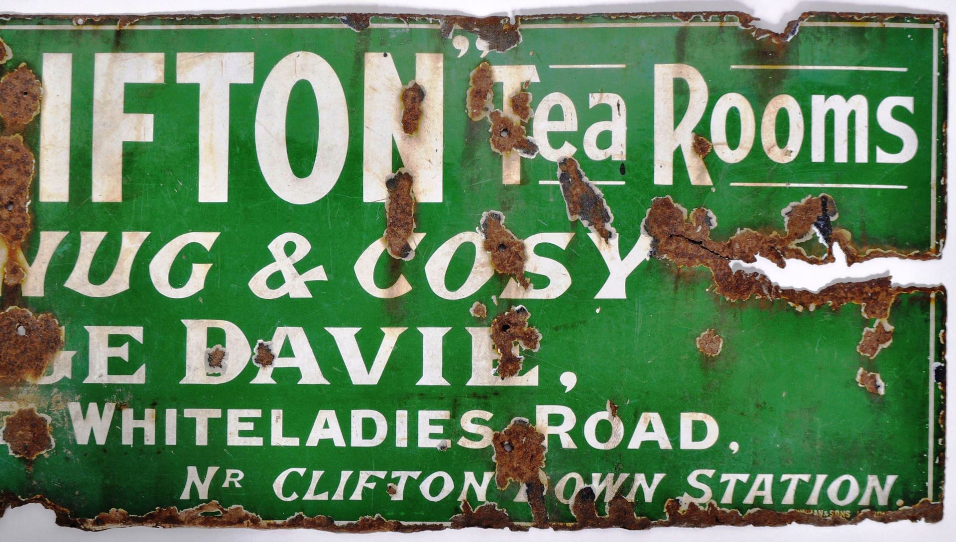 ENAMEL ADVERTISING SIGN - "THE CLIFTON TEA ROOMS" - Image 3 of 4