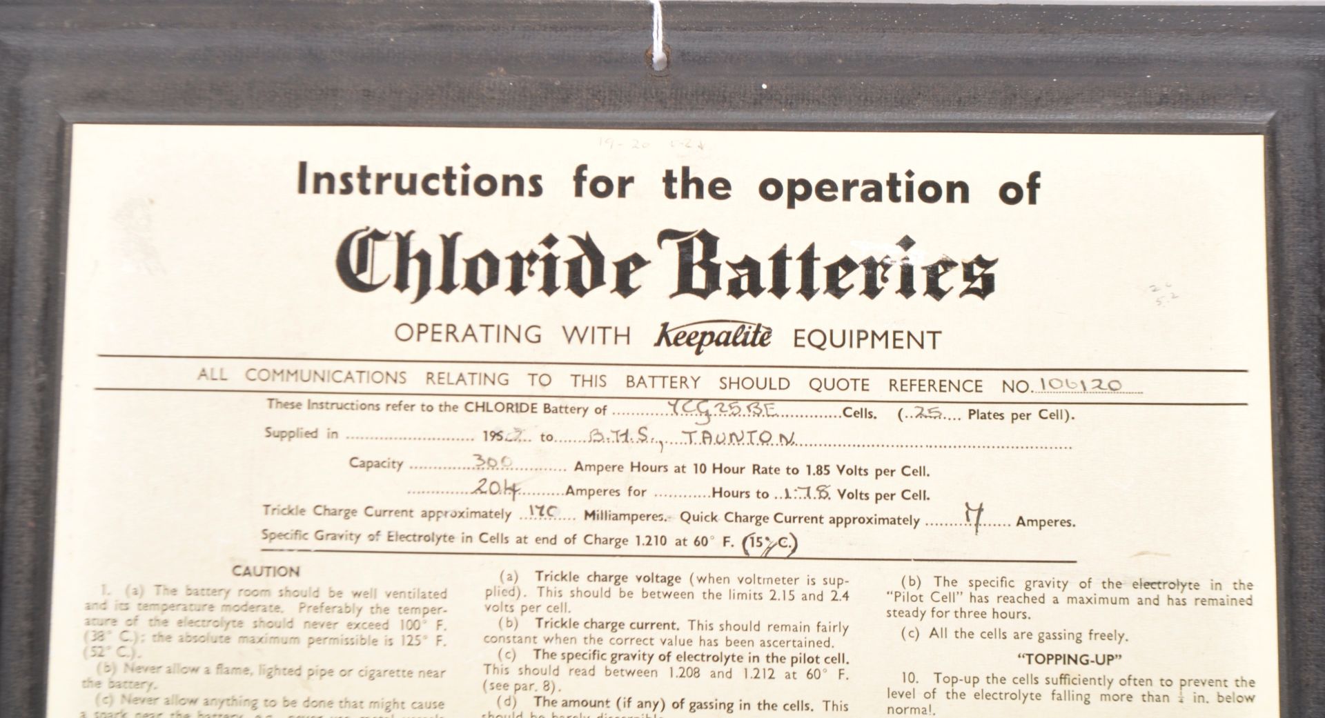 CHLORIDE BATTERIES - MID 20TH CENTURY CARDBOARD SIGN - Image 2 of 6