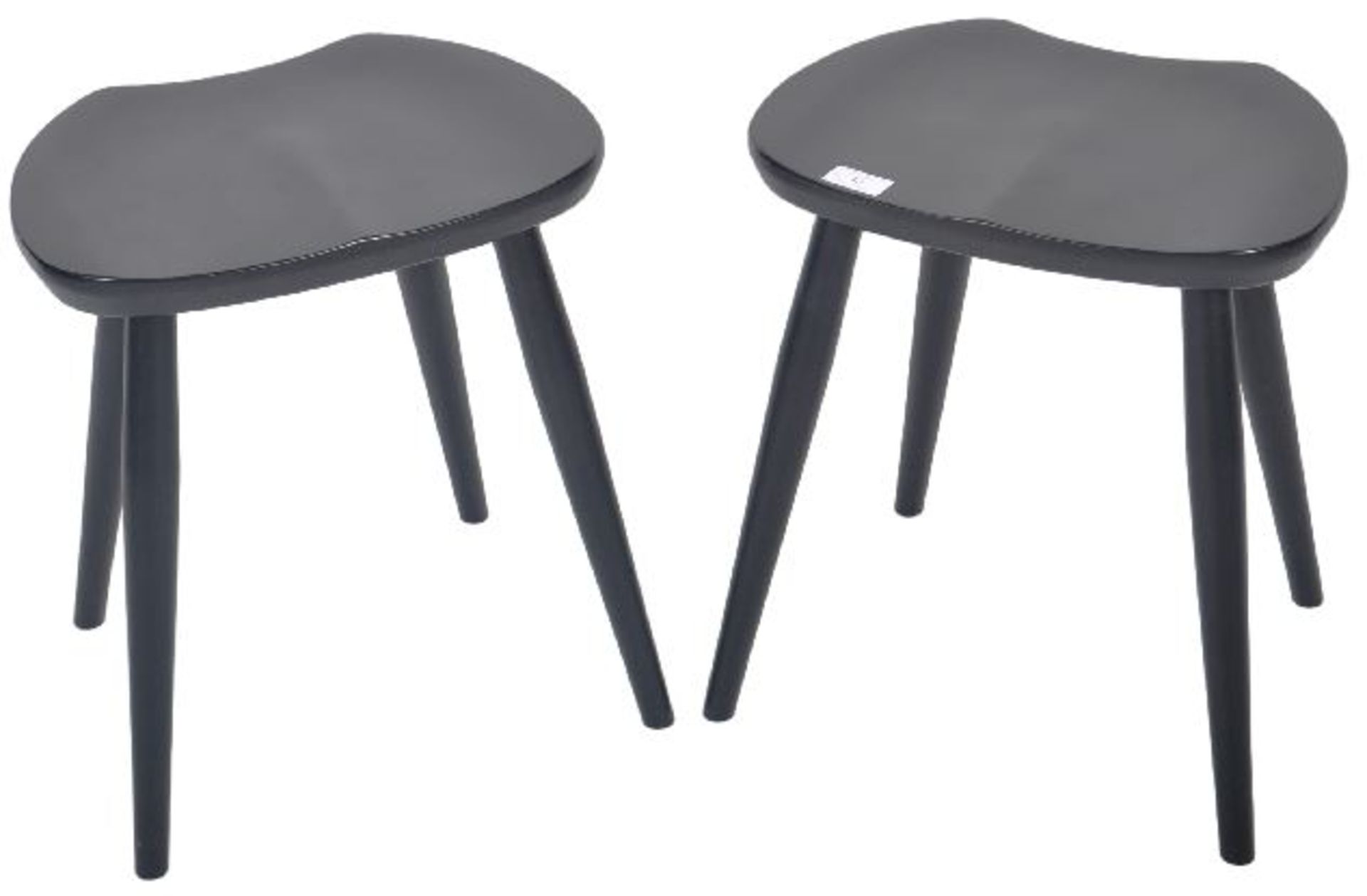 ERCOL - MODEL 425 - PAIR OF EBONISED SADDLE STOOLS