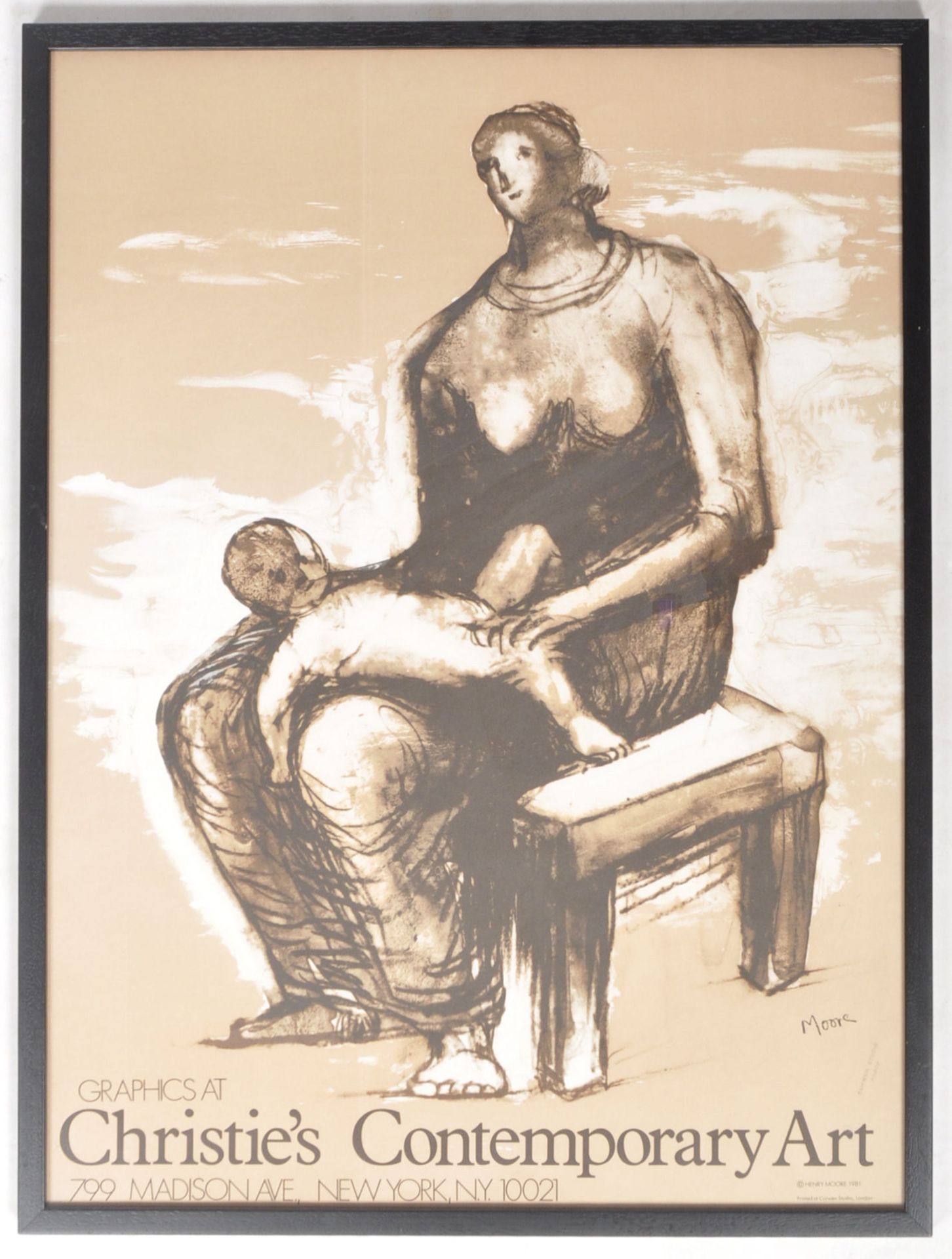 1980s CHRISTIE'S' CONTEMPORARY ART HENRY MOORE PROOF POSTER - Bild 2 aus 7