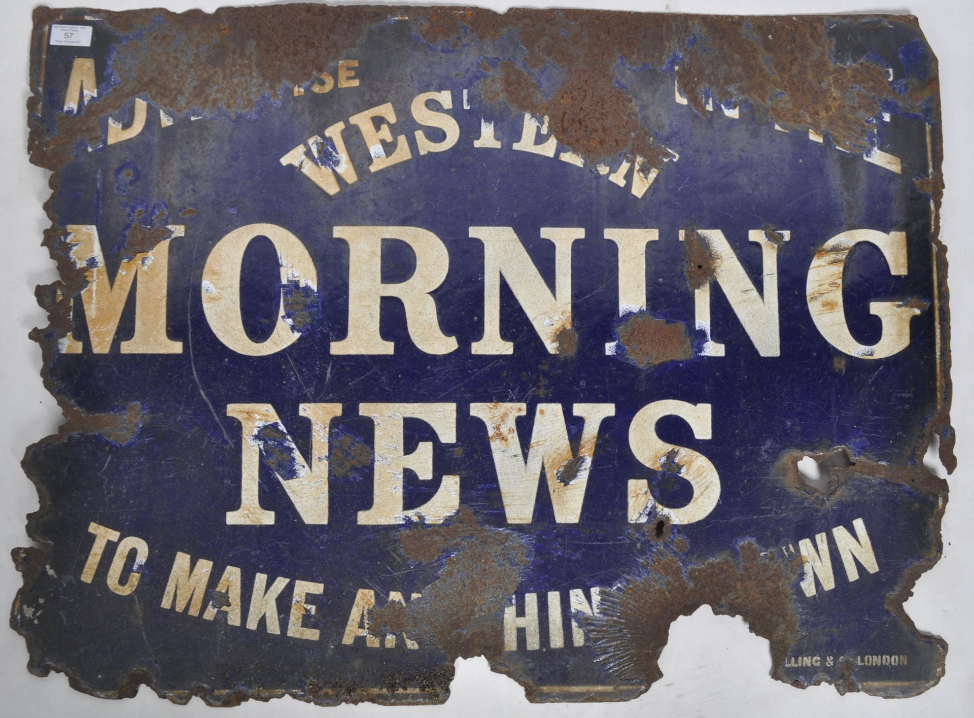 THE WESTERN MORNING NEWS - VINTAGE ENAMEL SIGN - Image 2 of 6