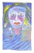FRANCES BILDNER - SELF PORTRAIT WITH 2 - ABSTRACT ACRYLIC CANVAS