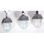 MATCHING SET OF THREE INDUSTRIAL HANGING CEILING LIGHTS