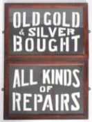 PAIR OF VICTORIAN MANNER GLASS SHOP SIGNS