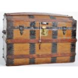 19TH CENTURY VICTORIAN BRASS AND LEATHER STEAMER TRUNK