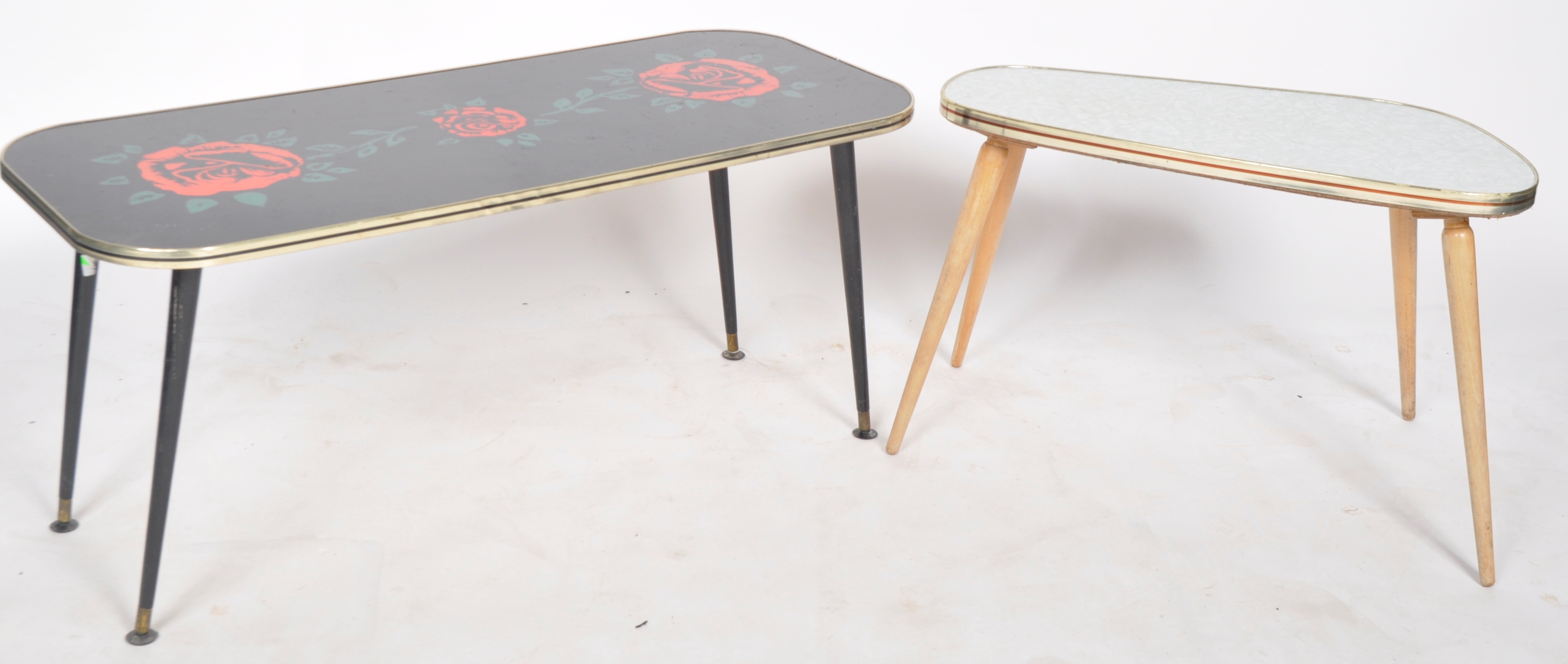 A VINTAGE 1950 / 1960'S GLASS TOP LOW / COFFEE TABLE & SIDE TABLE - Image 2 of 4