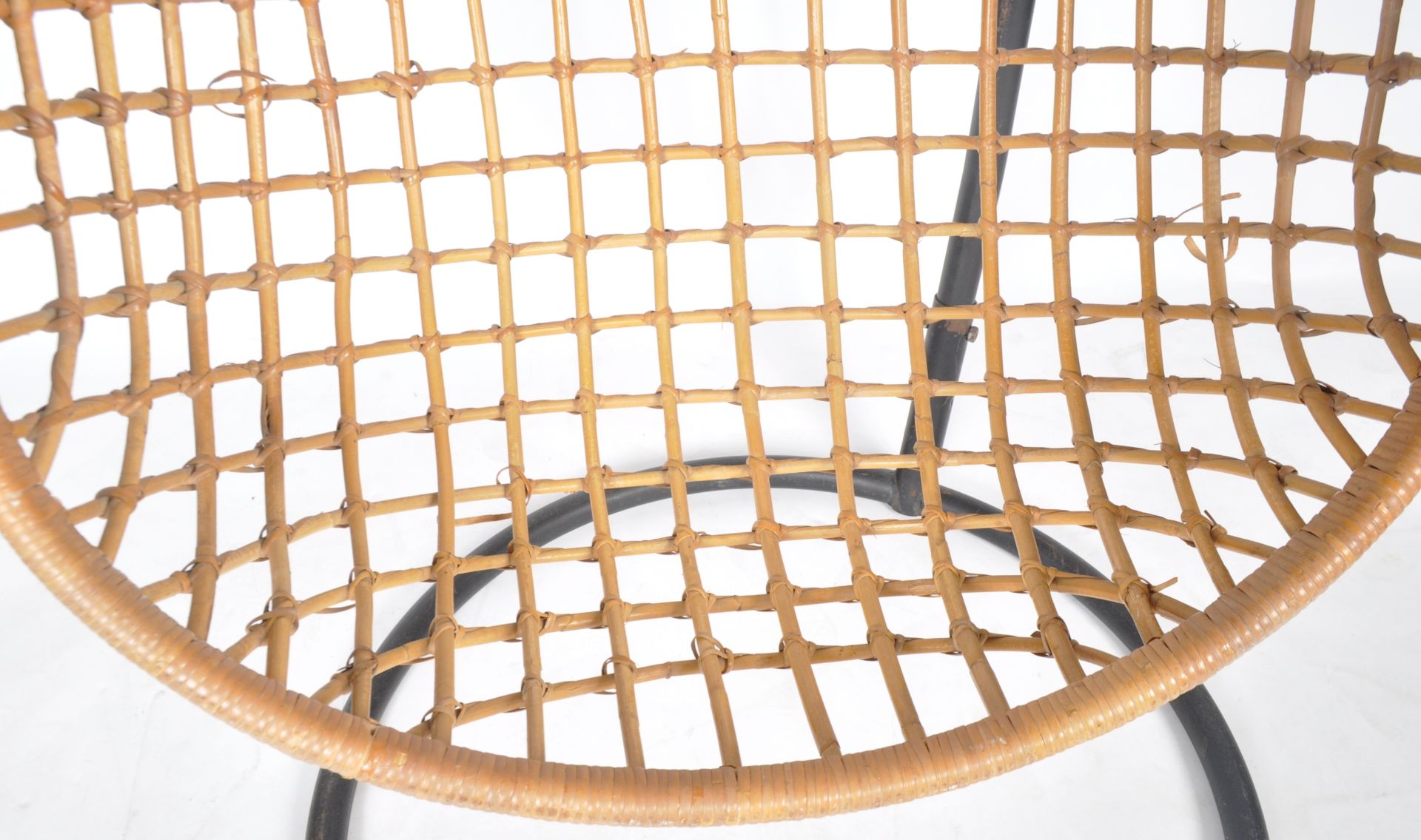 LATE 20TH CENTURY HANGING WICKER EGG CHAIR AND STAND - Image 5 of 5