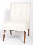 MID CENTURY FAUX CREAM LEATHER EASY LOUNGE CHAIR