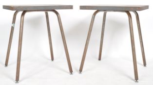 MATCHING PAIR OF CONTEMPORARY METAL INDUSTRIAL TABLES