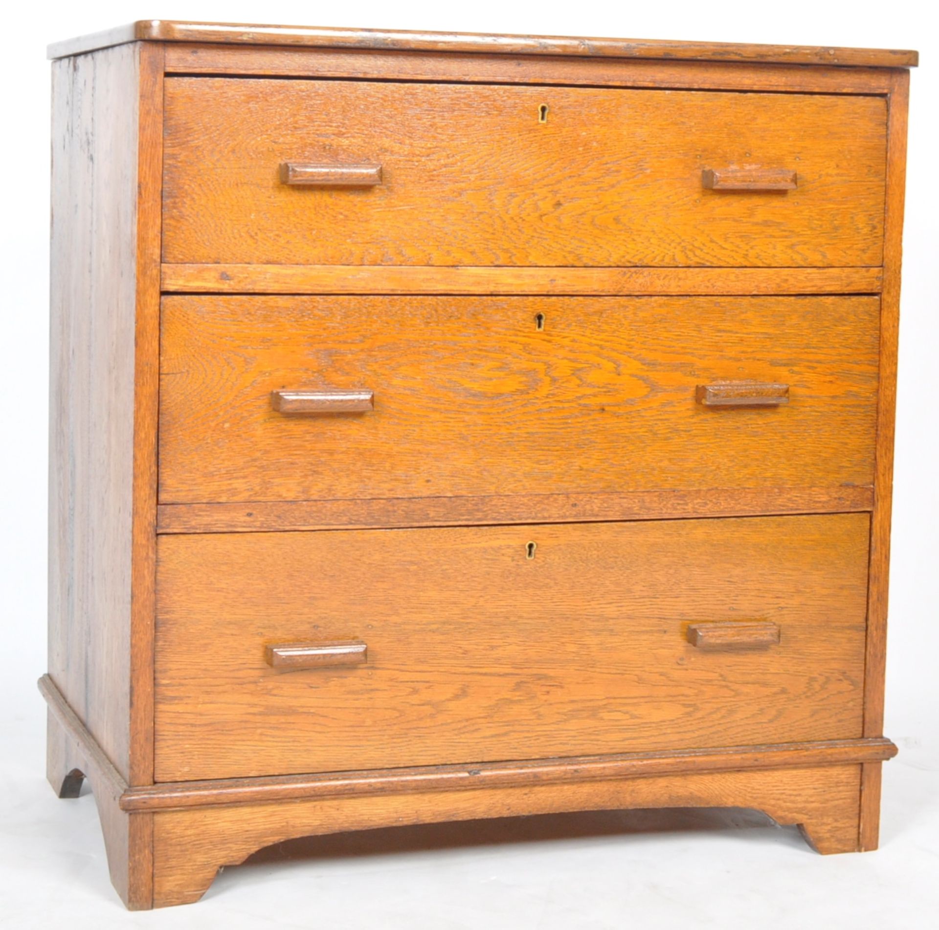 1940's AIR MINISTRY STYLE OAK THREE DRAWER CHEST