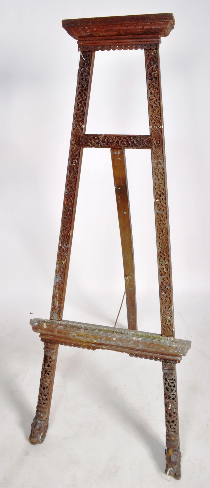 VINTAGE 20TH CENTURY ORIENTAL CARVED WOOD EASEL STAND - Image 3 of 13