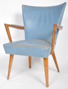 HOWARD KEITH - MID CENTURY BLUE LEATHER LOUNGE ARMCHAIR