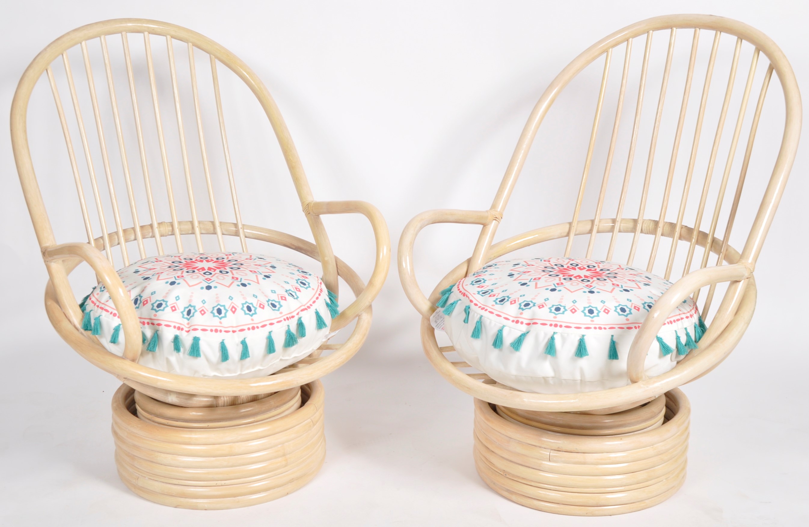 CERDA - PAIR OF ITALIAN CANE & BAMBOO EGG CHAIRS - Image 2 of 8