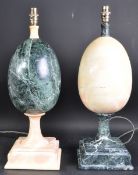 PAIR OF MARBLE EGG TABLE LAMPS