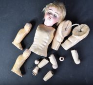 EARLY 20TH CENTURY BISQUE HEADED DOLL WITH COMPOSITION LIMBS