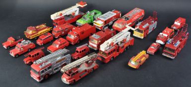 LARGE COLLECTION OF VINTAGE CORGI AND DINKY TOYS DIECAST FIRE ENGINES