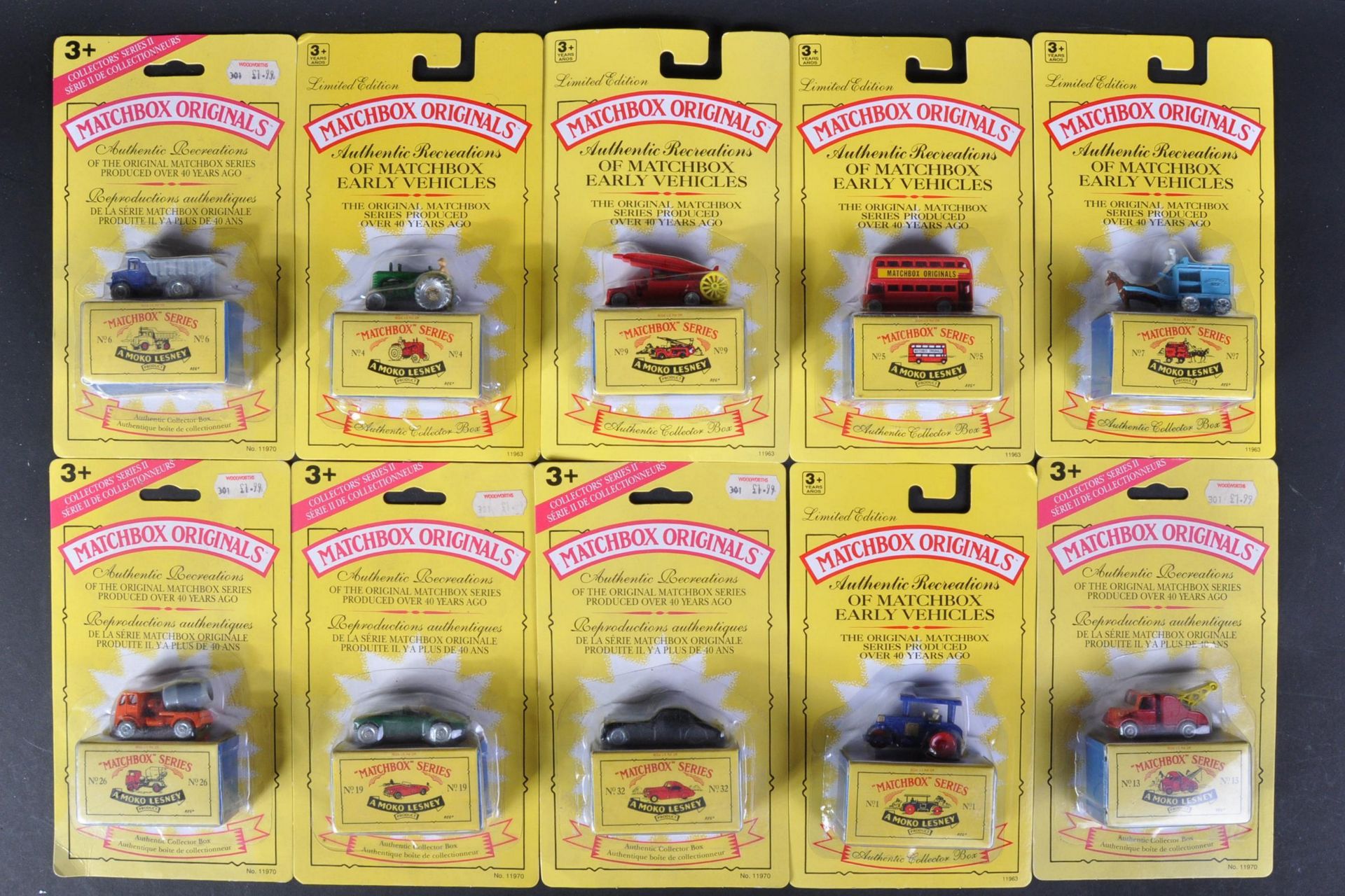 COLLECTION OF X10 MOKO LESNEY RE-ISSUE DIECAST MODELS