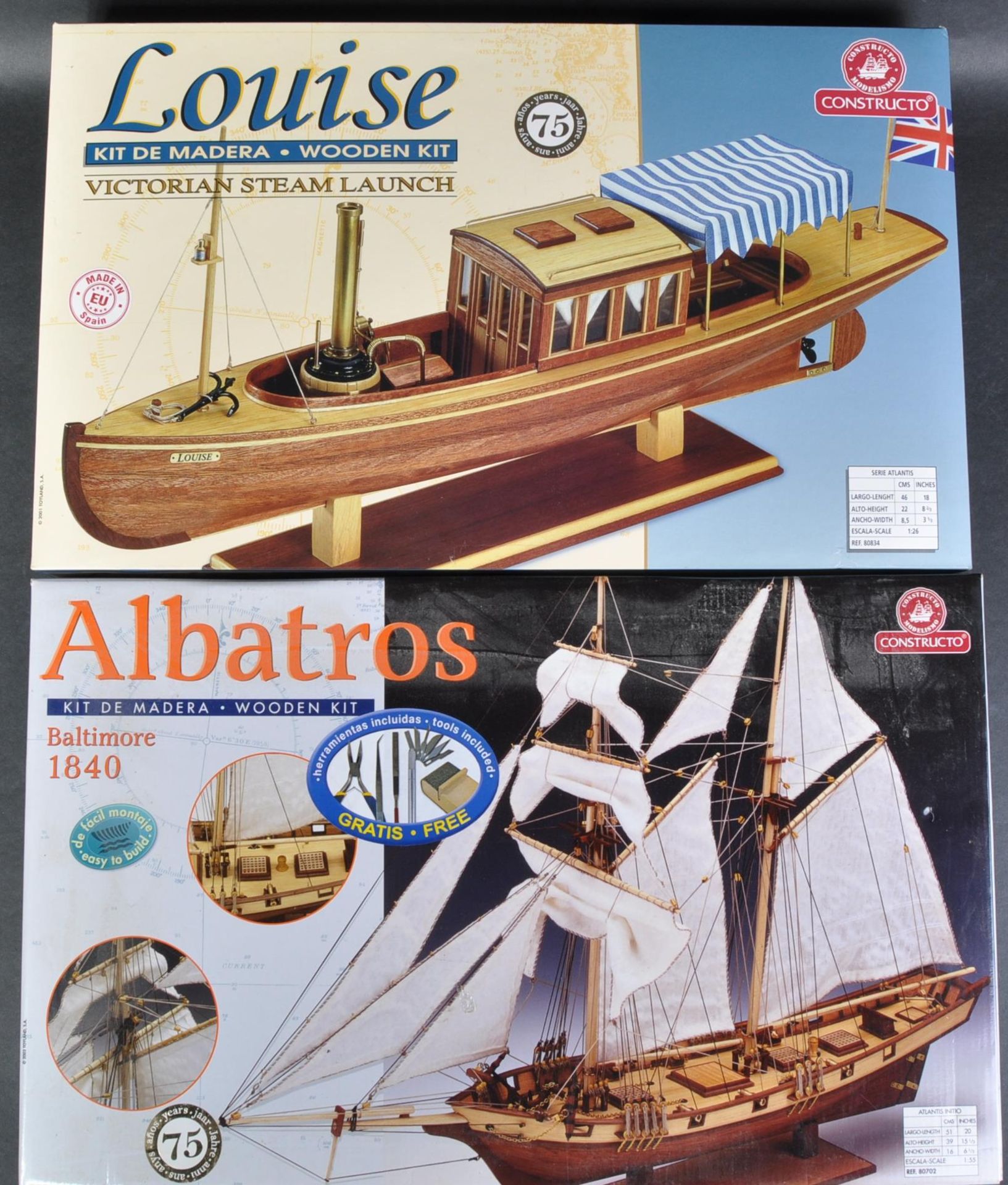 TWO VINTAGE SPANISH ' CONSTRUCTO ' WOODEN MODEL KITS