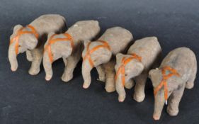 EARLY 20TH CENTURY FELT COVERED ELEPHANT TOY FIGURES