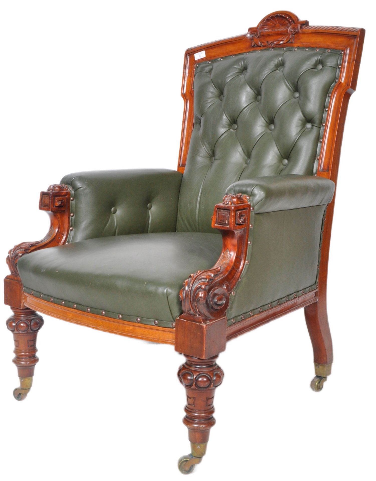 19TH CENTURY WILLIAM IV MAHOGANY LIBRARY ARMCHAIR