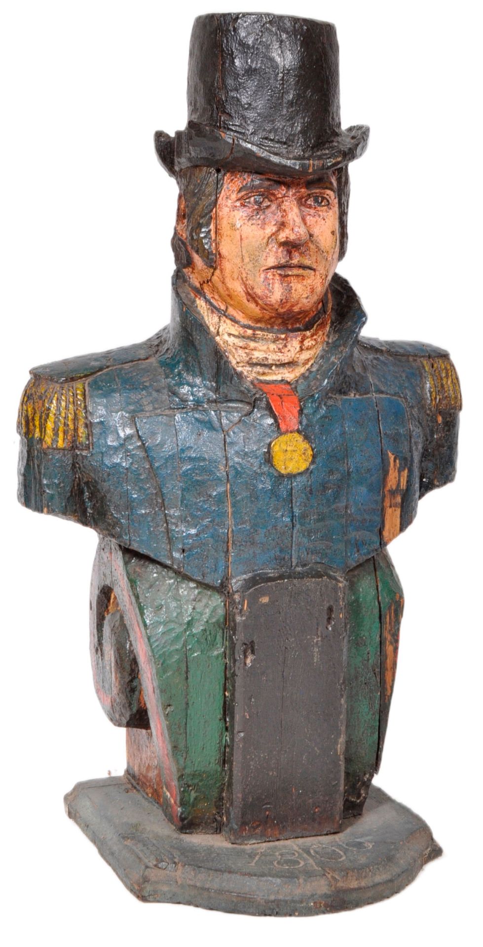 LARGE 20TH CENTURY CARVED & PAINTED SHIPS FIGUREHEAD