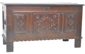 18TH CENTURY GEORGE III OAK CARVED COFFER