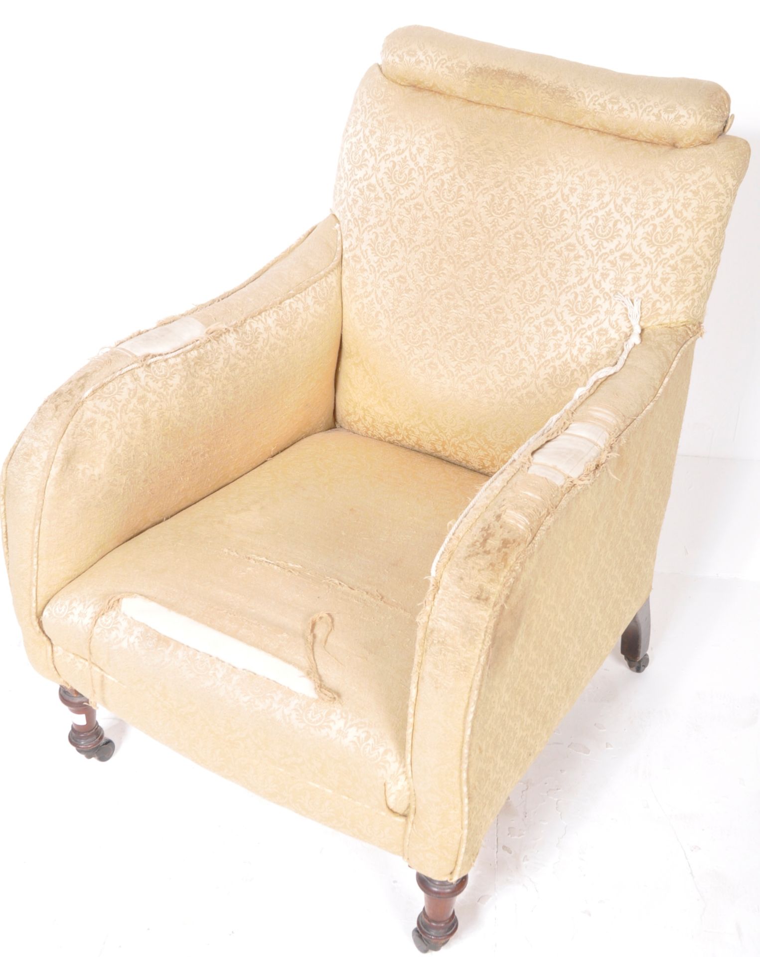 19TH CENTURY VICTORIAN PADDED ARMCHAIR - Image 2 of 8