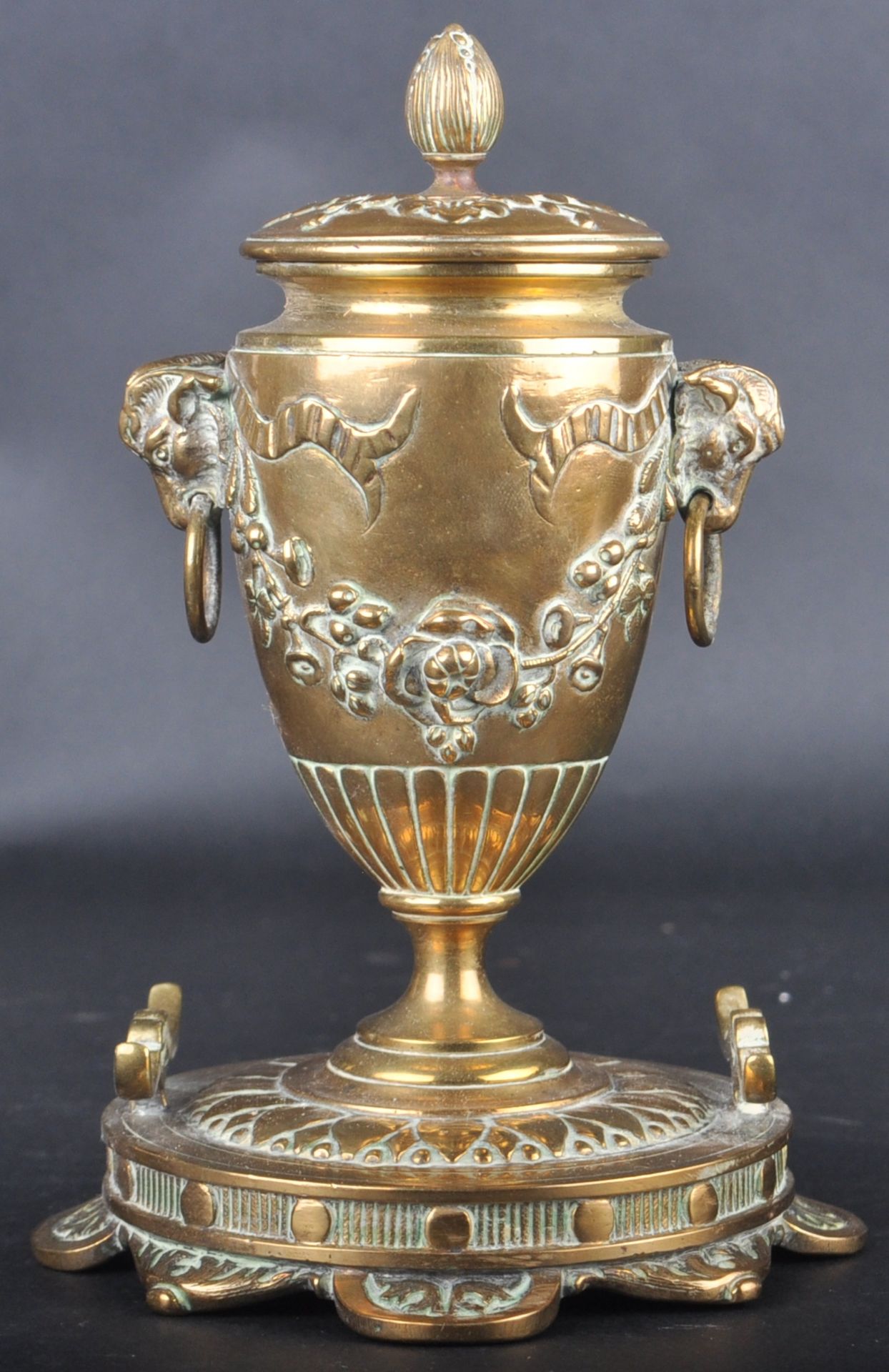 19TH CENTURY NEOCLASSICAL BRASS INKWELL