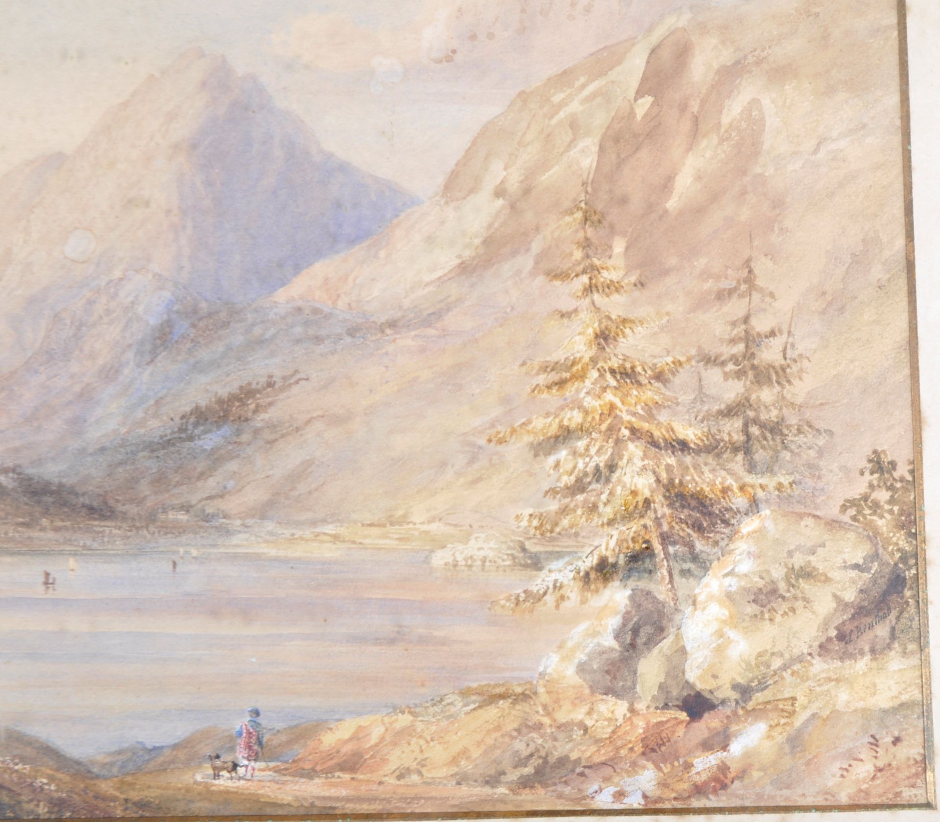 19TH CENTURY WATERCOLOUR MOUNTAIN LANDSCAPE SCENE - Bild 2 aus 8