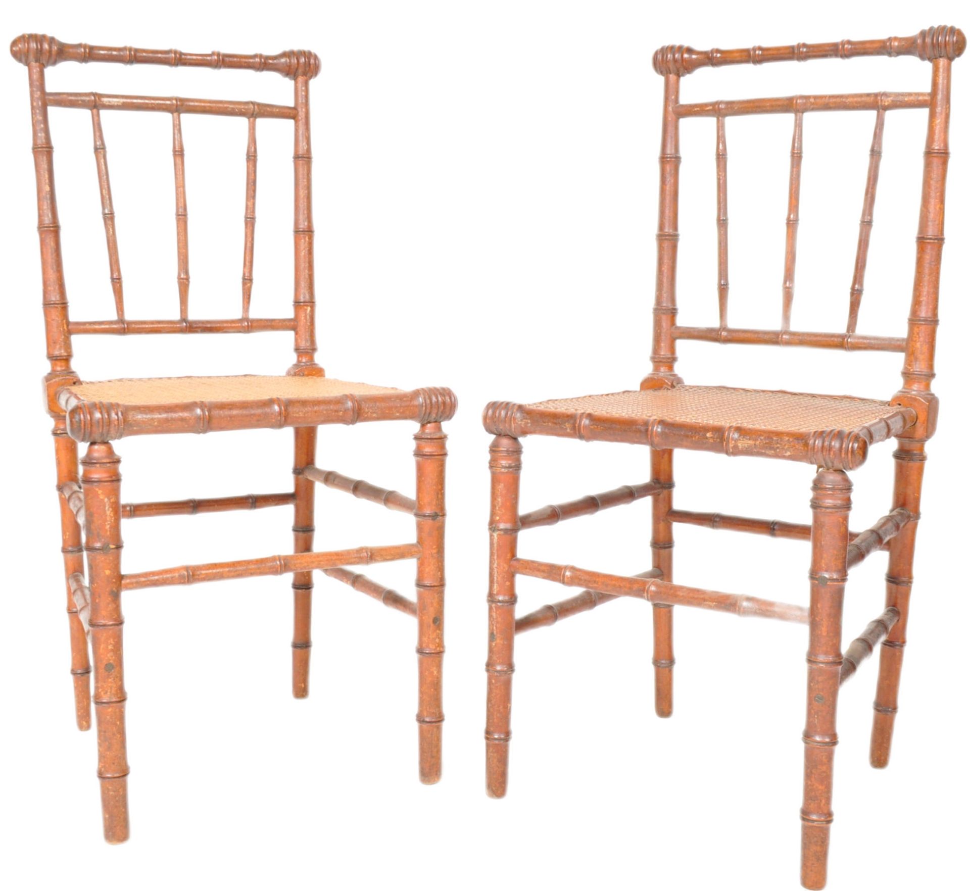 PAIR OF 19TH CENTURY STYLE FAUX BAMBOO CHAIRS