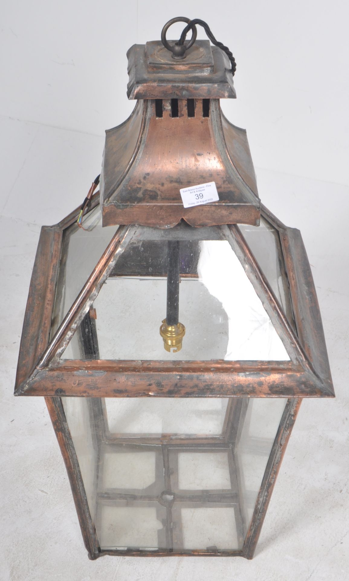 EARLY 20TH CENTURY COPPER ELECTRIC PORCH LANTERN - Image 4 of 10