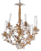 EARLY 20TH CENTURY FRENCH PORCELAIN & GILT CEILING LIGHT