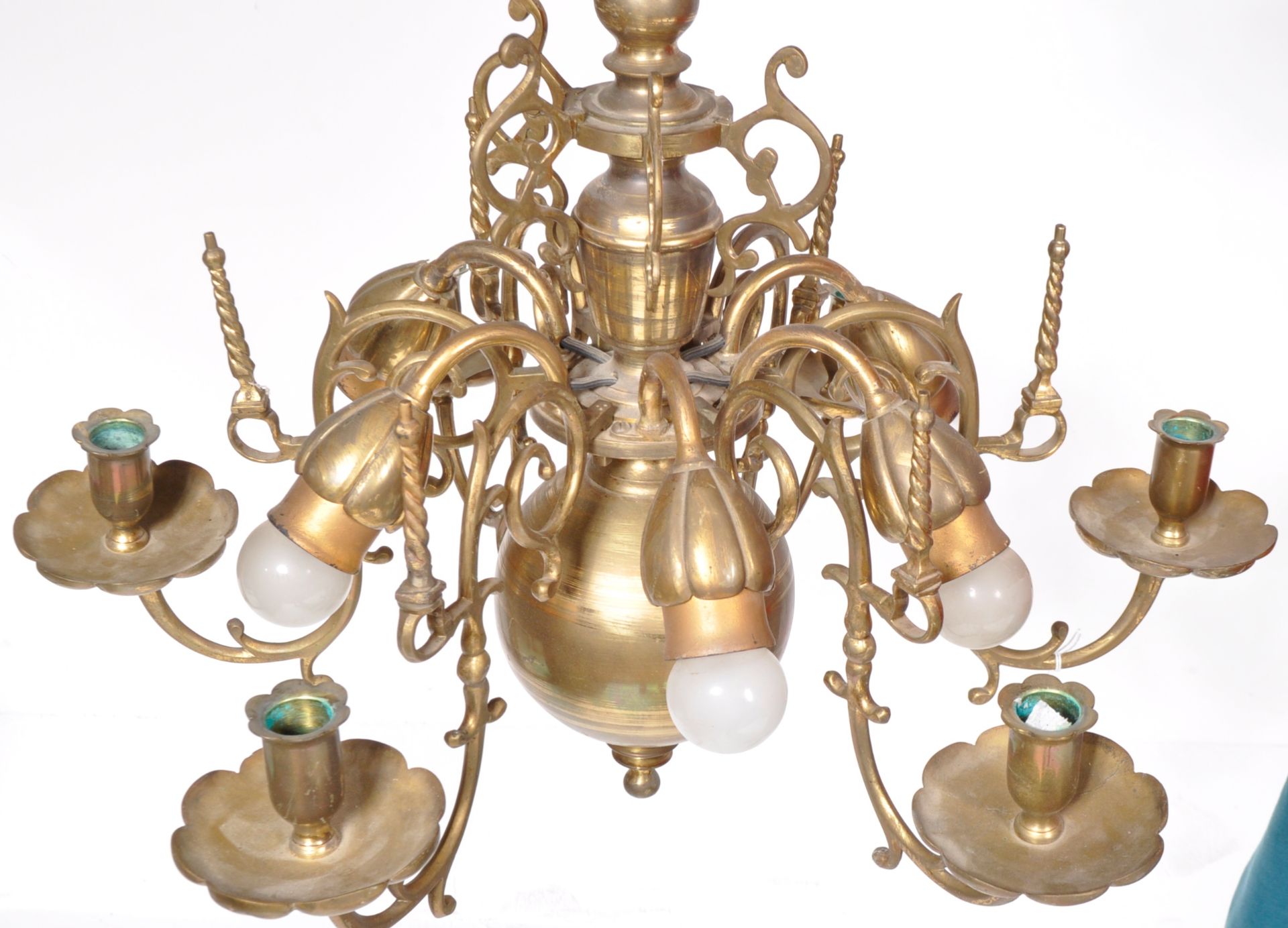 EARLY 20TH CENTURY BRONZE CHANDELIER - Image 3 of 6