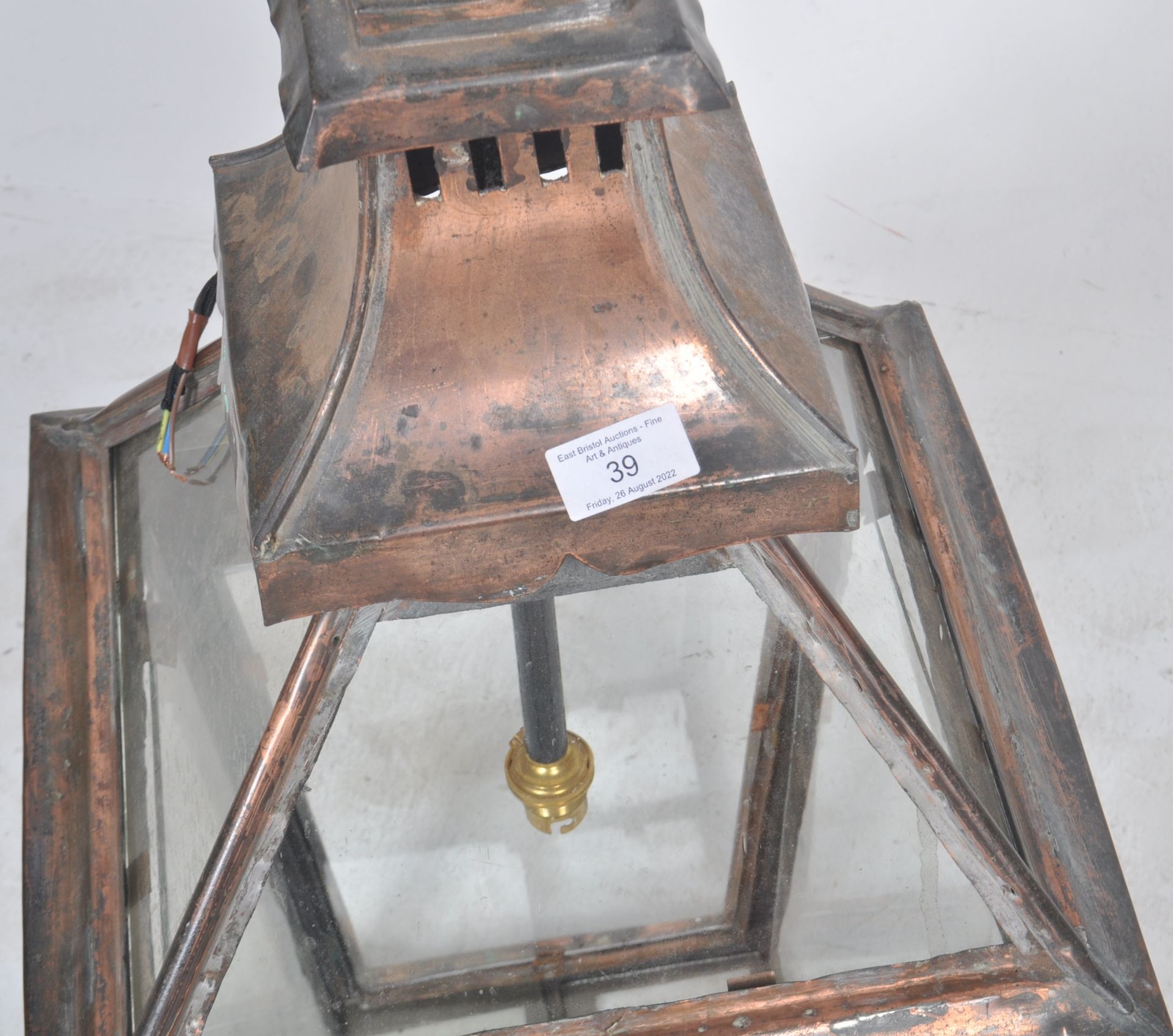 EARLY 20TH CENTURY COPPER ELECTRIC PORCH LANTERN - Image 3 of 10