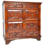 17TH CENTURY JACOBEAN SOLID CARVED OAK CHEST OF DRAWERS