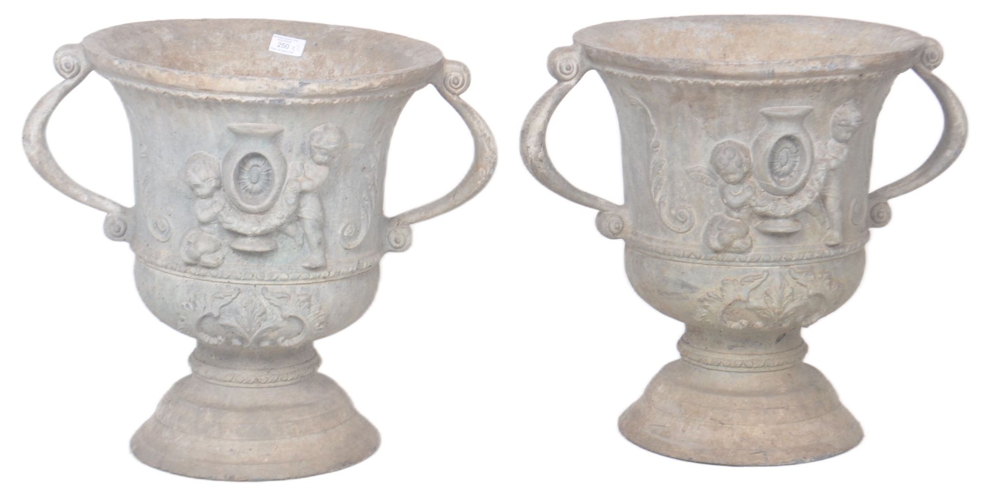 LARGE PAIR OF 19TH CENTURY LEAD GARDEN URNS