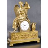 19TH CENTURY FRENCH EMPIRE ORMOLU BRONZE ANGEL CLOCK