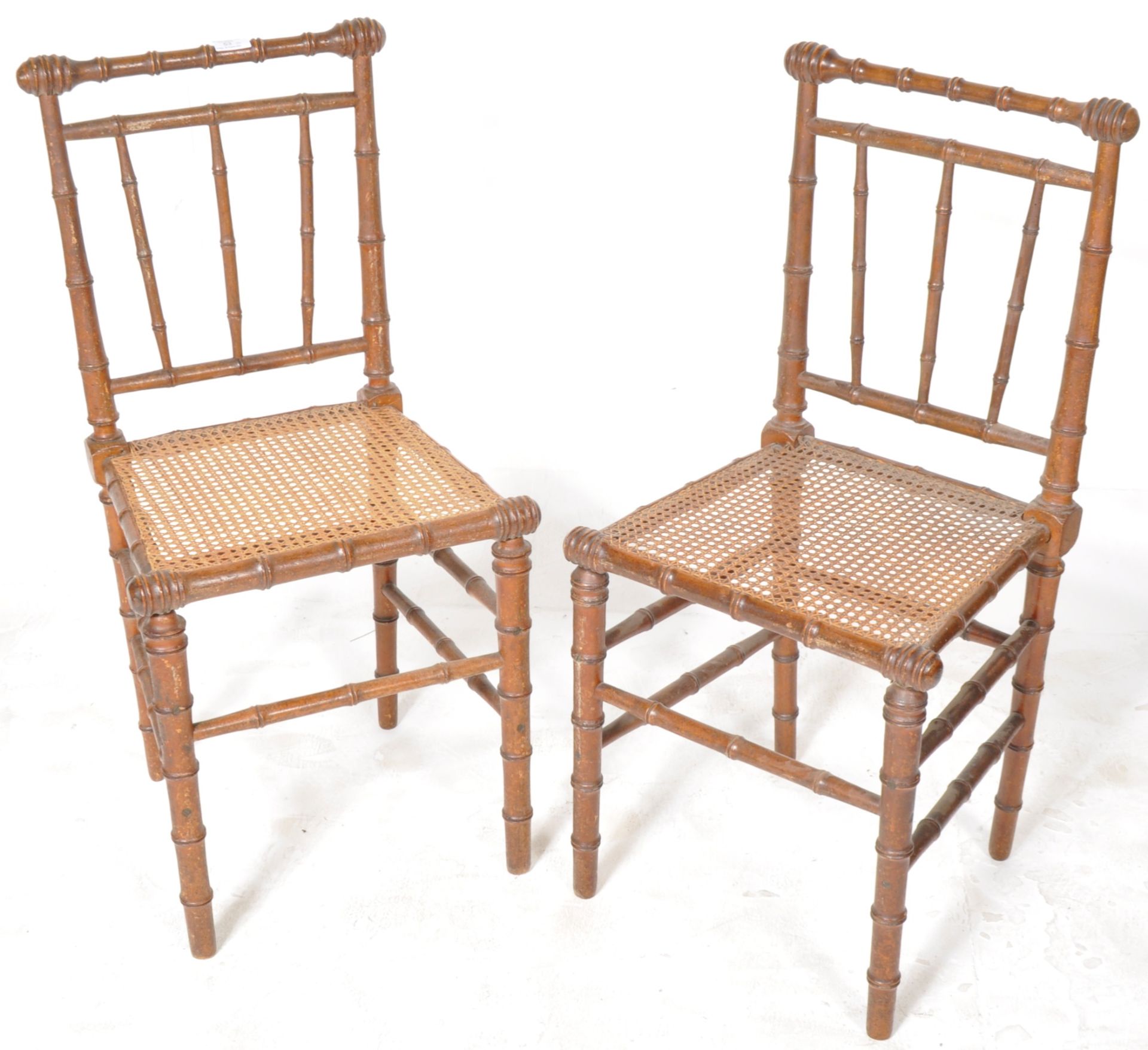 PAIR OF 19TH CENTURY STYLE FAUX BAMBOO CHAIRS - Image 2 of 4