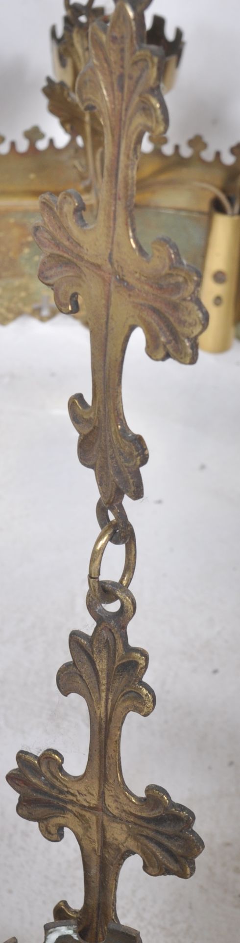 19TH CENTURY GOTHIC BRASS WORKED CHANDELIER - Image 7 of 7