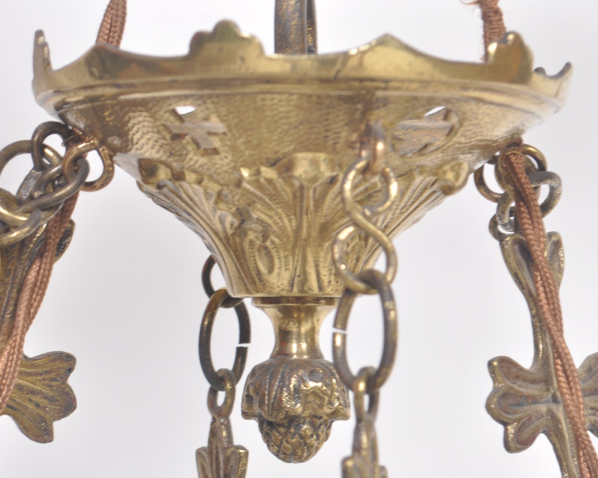 19TH CENTURY GOTHIC BRASS WORKED CHANDELIER - Image 4 of 7