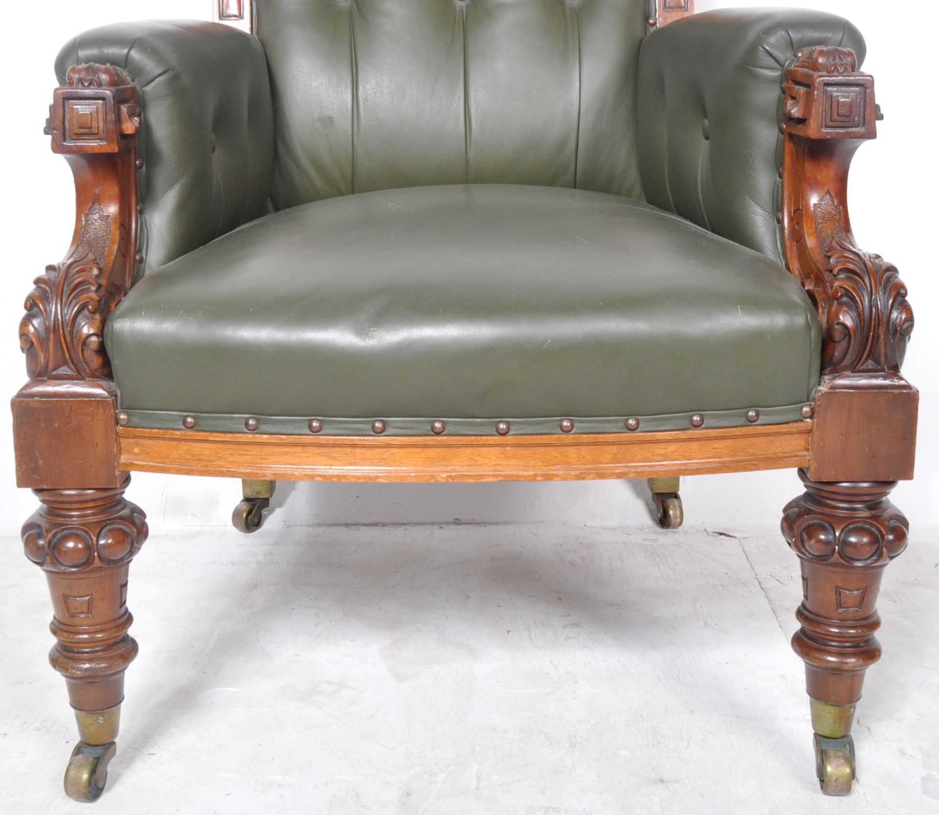 19TH CENTURY WILLIAM IV MAHOGANY LIBRARY ARMCHAIR - Image 5 of 8